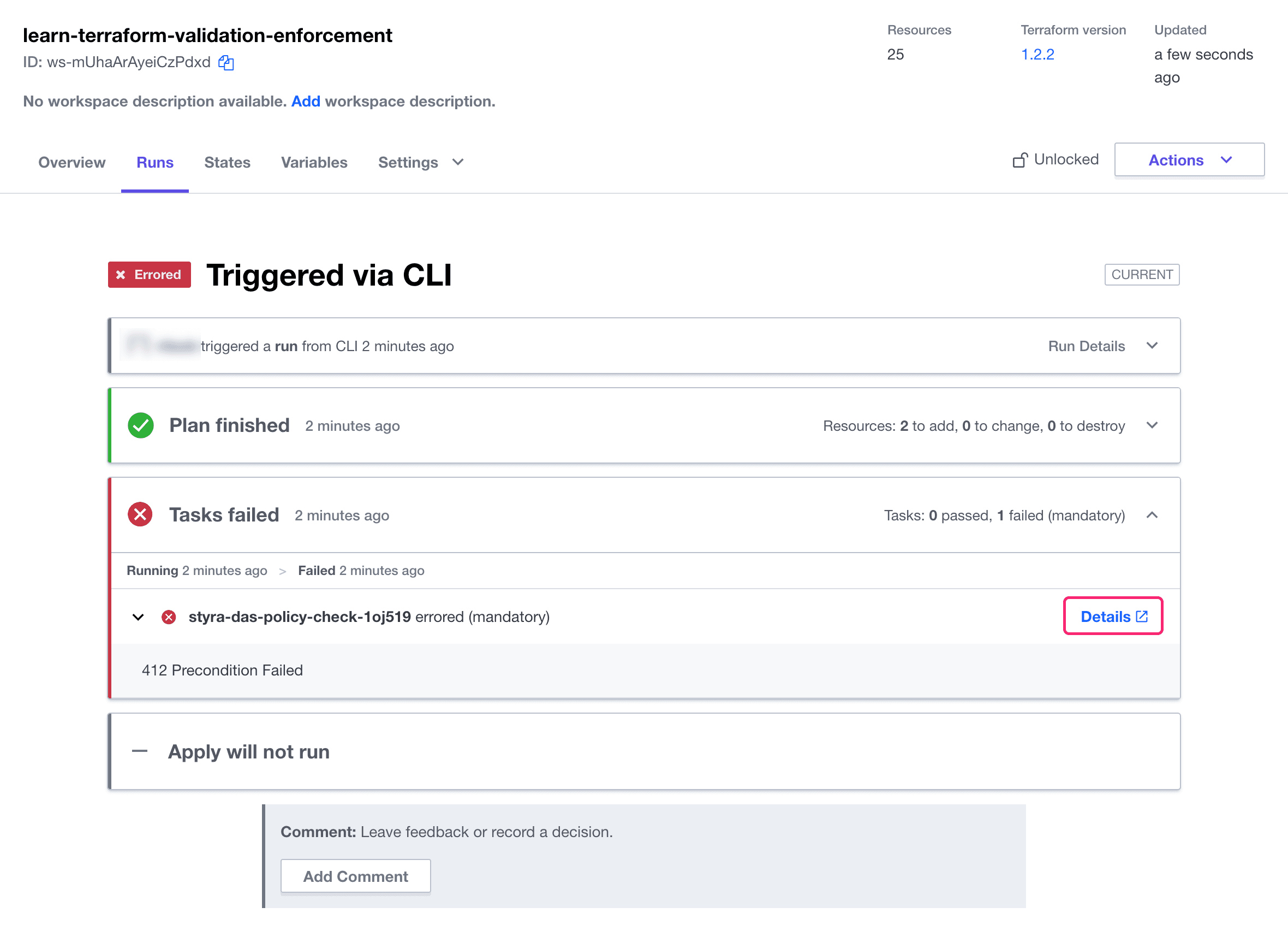 Styra policy check failure